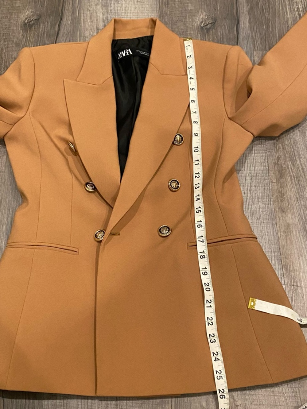 ZARA Double Breasted Camel Blazer XS - Picture 15 of 16